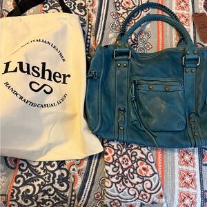 Lusher Teal Fringe Hobo Bag